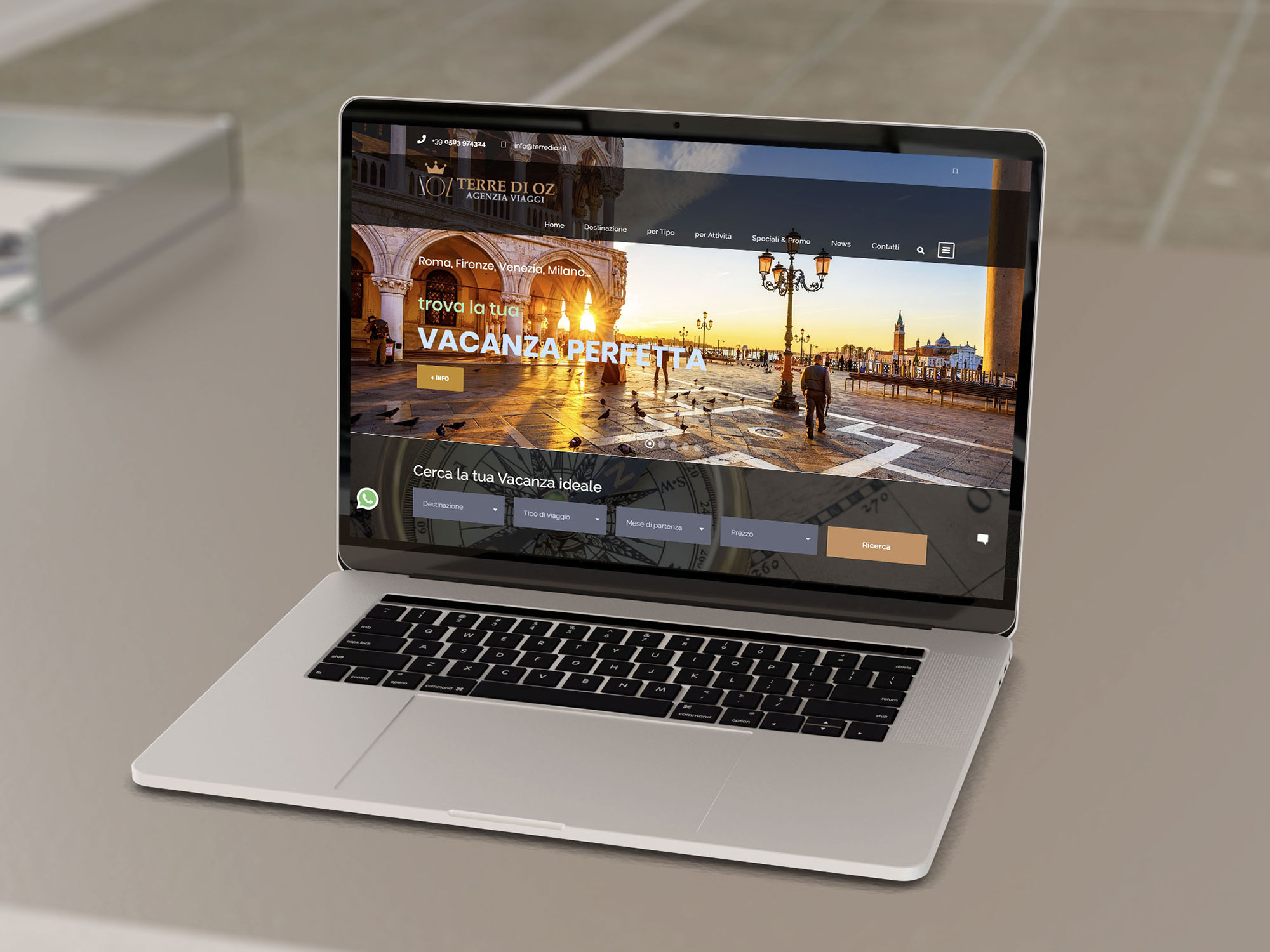 Sito web Terre di OZ su portatile