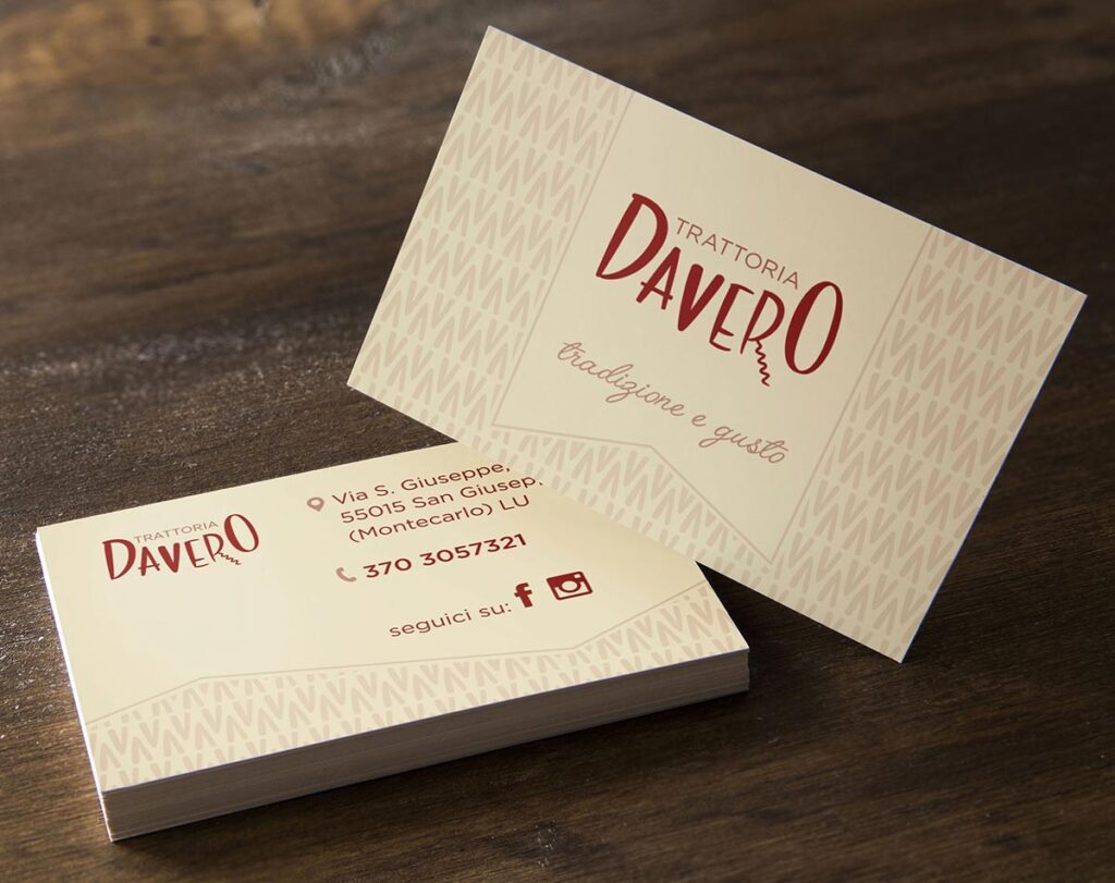 Trattoria Davero biglietti da visita