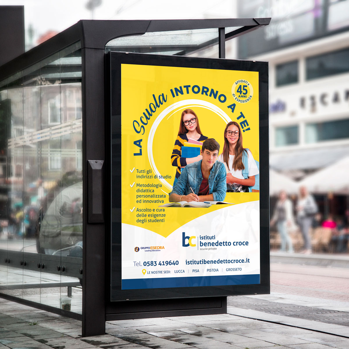 Istituti Benedetto Croce pubblicità pensiline autobus 2024