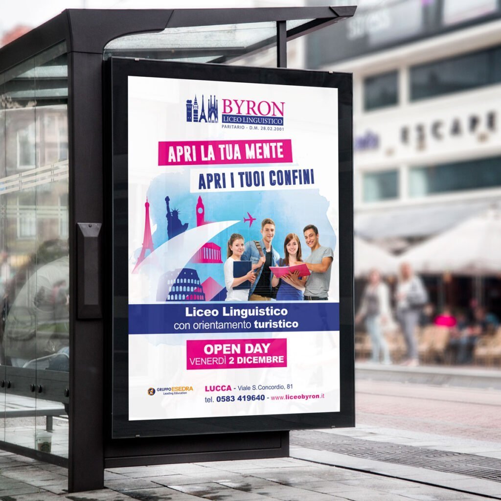 Liceo Byron pubblicità pensilina autobus