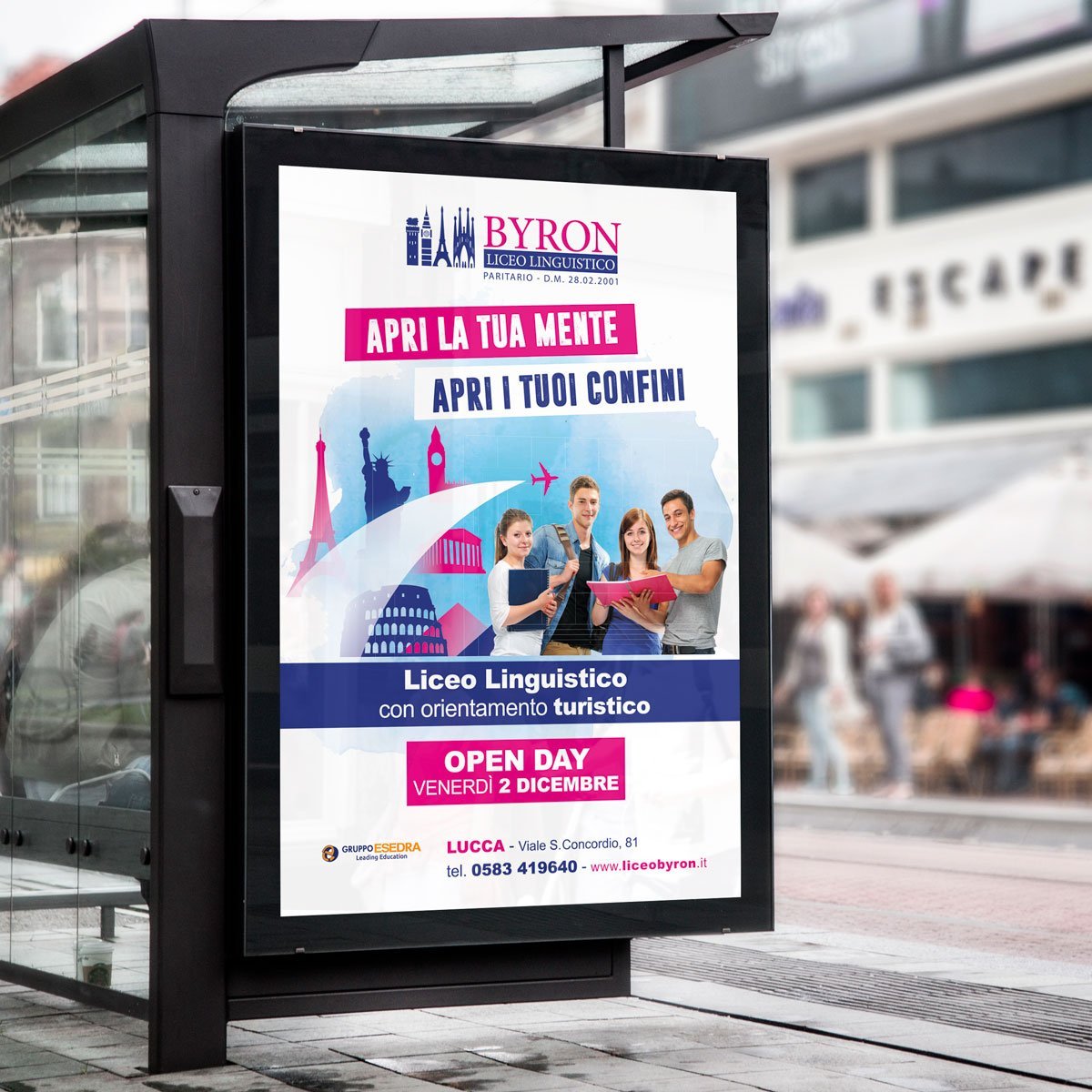 Liceo Byron pubblicità pensilina autobus
