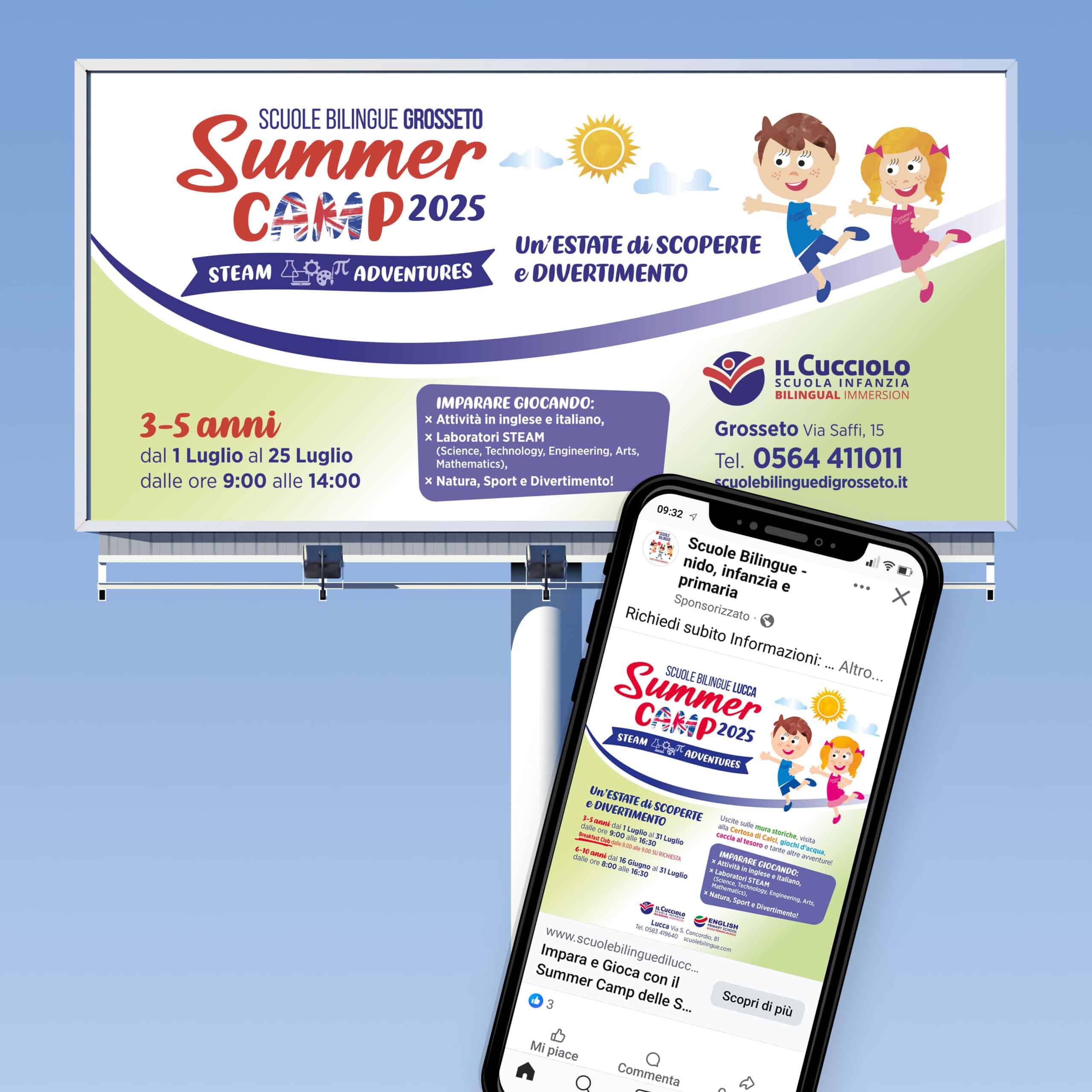 Summer Camp Scuole Bilingue pubblicità stradale e social